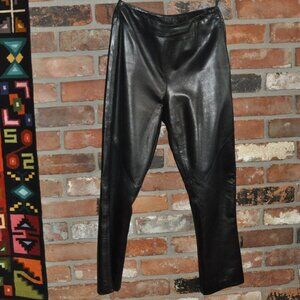 Vintage 80s Neto Black Leather High Rise Lined Pants No Pockets 6